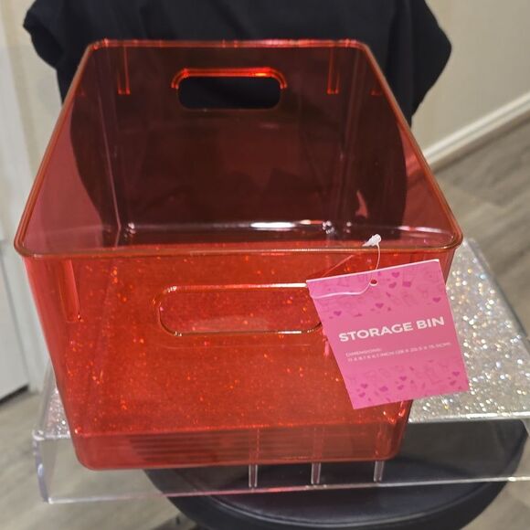 At Home Transparent Storage Bin w/Handles - Picture 6 of 7